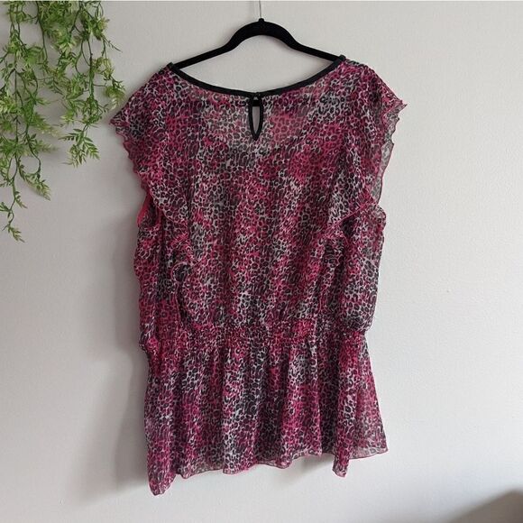 (Beverly Drive) Pink Black Leopard Blouse 24w - Picture 3 of 8